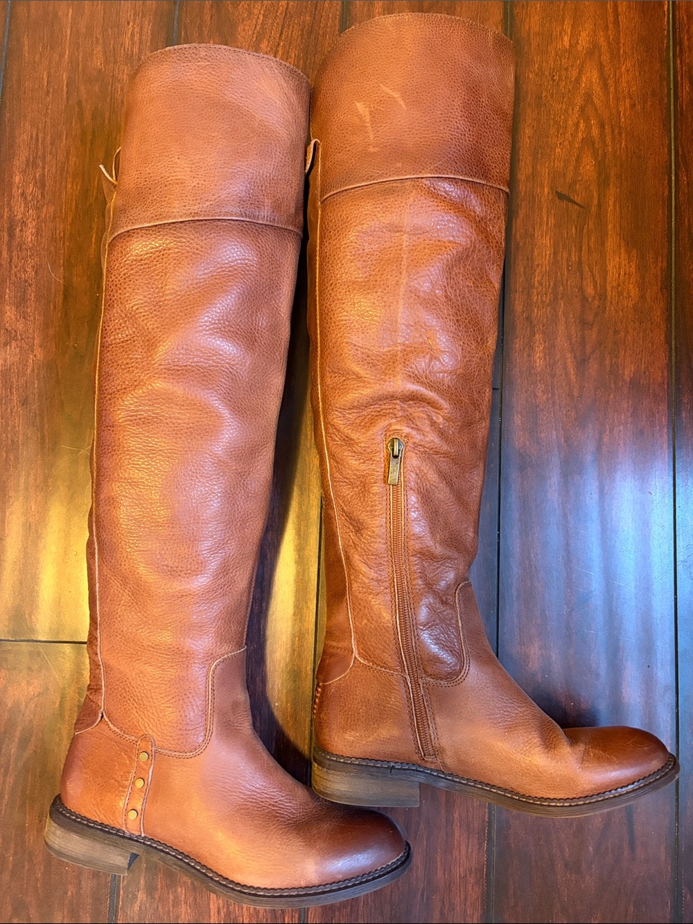 Franco Sarto Tall Leather Over-the-Knee Boots in Cognac Brown